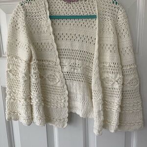 Calypso St. Barth Cream Crochet Cardigan